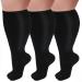 GET-FA 3 Pairs Plus Size Compression Socks for Women and Men Wide Calf 20-30mmhg Extra Large Knee High Support for Circulation 01-3 Black XX-Large