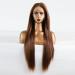 Greenmirr Yaki Brown Lace Front Wig Long Straight Synthetic Ombre Brown Replacement Wig 24in Ombre Brown Lace Front Wig