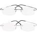 VISENG Ultra-Light Rimless Reading Glasses Set of 2 | Titanium Metal Readers for Men and Women +1.25 Diopters | Black/Silver 2 Pack - Buy Online on GoSupps.com