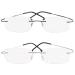 Viseng 2 Pack reading glasses titanium men women rimless reading glasses titanium metal ultralight readers +3.0
