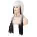 Buy Ombre White to Black Long Wig for Women - Synthetic Heat-Resistant Fiber with Bangs for Cosplay & Halloween - Buy Online on GoSupps.com