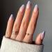 24Pcs Press on Nails Short French Tips Fake Nails Acrylic Square False Nails Summer Reusable Artificial Almond Blue Nails for Women and Girls