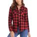 Irevial Womens Plaid Flannel Shirts Casual Long Sleeve Pintucked Button Down Blouse Tops Fall Jacket Shackets Coats Medium Red