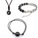 Soulnioi Natural Hraling Crystal Obsidian Pendant Necklace and Adjustable Bracelet for Protection 1pcs Black Onyx Beads Silver Adjustable Bracelet Obsidian Set 7