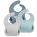 Pandaear 3 Silicon Libbon Baby for young girls |Waterproof bib with collecting shell |Adjustable washable Babyl spars silicone bib with large bag for catching food