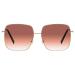 Kaeoisfu oversized quadratical reading sunlasses made of metal for women large UV400 tinted sun reader fashionable anti-UV sun glasses with large frame gold-brown 2.0 diopters