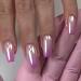 Mouyouglow press on nails short ballerina nude gradient purple glaze fake nails artificial nails with nail glue natural ombre purple artificial fingernails w5