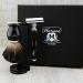 Classic Old-School Men's Shaving Set Pure Black Badger Brush DE Safety (Blades NOT Included) & Dual Stand|Gift for Him