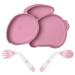 Vicloon Baby Plate Silicone Suction Toddler Plates Self Feeding Training Divided Plate Non Slip Baby Weaning Plate with Spoon and Fork Baby Toddler Plate for Kids High Chairs and Tables (Pink)