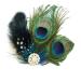 2PCS Butterfly Peacock Feather Hair Clip Pins with Pearl Rhinestones - Bridal Wedding Party Decor - Buy Online on GoSupps.com