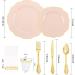 NOCCUR 175PCS Pink Plastic Plates with Gold Disposable Silverware - Perfect for Wedding, Party, Shower, and Mother's Day Celebration - Buy Online on GoSupps.com