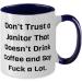 Fun Janitor Mug: Trustworthy Colleague Gift 11oz Two Tone Cup - Cleaning Supplies Theme - Buy Online on GoSupps.com