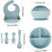 Baby Feeding Sets Silicone 6Pcs Baby Plates with Suction BPA Free Self Feeding Set Bowl&Divided Plate&Adjustable Bib&Soft Spoon&Fork for Babies and Toddlers - Easy Wipe Clean (Blue) - Buy Online on GoSupps.com