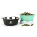 Podinor Stainless Steel Dog Bowls for Small, Medium and Large Dogs, Food and Water Pet Puppy Dishes with Non Slip Bottom - Dishwasher Safe (2 Pack) Black & Aqua 3 Cups/24 oz ea.