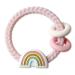 Itzy Ritzy Silicone Teether with Rattle Features Rattle Sound, Two Silicone Rings and Raised Texture to Soothe Gums Ages 3 Months and Up Rainbow Pink Rainbow