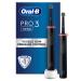Oral-B Pro 3 2x Electric Toothbrushes For Adults Christmas Gifts For Women / Him 2 Handles & 2 Cross Action Toothbrush Heads 3 Modes with Teeth Whitening 2 Pin UK Plug 3900 Black Black & Black