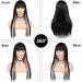 Kaneles Long Straight Black Mix Grey Wig with Bangs - Heat Resistant Synthetic Hair for Women - Buy Online on GoSupps.com