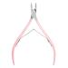 Wohlstand Cuticle Forceps Carbon Steel Tweezers For Cuticles Single Spring 6 mm Tip Pink