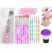 ANGENIL 15PCS Acrylic Nail Brush Set with UV Gel Nail Art Brushes and Double Ended Nail Dotting Pen Set Two Finger Toe Separators and Soft Kabuki Brush Powder for Nail Art Dust Remover