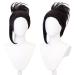 Lwiuentx MHA Cosplay Momo Yaoyorozu Black Wig on Ponytail+ Free Wig Cap