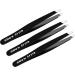 Slant Tweezers (3-Pack) Professional Slant-Tip Tweezers in Separate Sleeves for Eyebrows and Facial Hair Premium Stainless Steel Brow Shaping Hair Plucker for Expert Precision Personal Care Three-pack Black