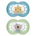 MAM Original pacifiers in a set of 2 size 6+ months teat made of SkinSoft silicone organic round with pacifier cover green