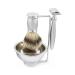 Bulbous Chrome 4-Piece DE Shaving Set with Safety Razor Silver Tip Badger Hair Brush Bowl & Stand'