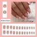 Ombre Nude White Press On Nails - Medium Square Glitter Swirl Design | 24 Pcs Fake Acrylic Nails for Women & Girls - Perfect for Daily Wear & Weddings - Buy Online on GoSupps.com