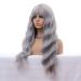 FVCENT 27-Inch Long Curly Gray Synthetic Wig with Bangs for Women & Girls - Charming & Stylish - Buy Online on GoSupps.com