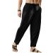 MorwenVeo Men's Cotton Linen Drawstring Pants - Black-a 3X-Large - Buy Online on GoSupps.com