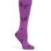 Collections Etc Butterfly Compression Knee High Socks for Women - Promotes Better Circulation Eases Leg Strain Swelling Orchid Fits Women's Shoe Sizes 9-11 - Made in The USA