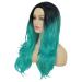 Siudus Black to Teal Blue Long Curly Wig for Women - Heat-Resistant Middle Part Wavy Hair Cosplay Wig - Buy Online on GoSupps.com