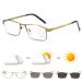 Zukky Progressive Multifocus reading glasses for men and women anti-blue light multifocal reader semi-metal frame glasses AM11 (color: gold size: 3.5x)
