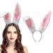 Bunny Ears Headbands Furry Rabbit Ear Headband Party Prom Cosplay Headwear Costume Hair Accessories for Women White