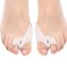 1Pair Silicone Gel Toe Separator to Align Big Toe - Bunion Protector with Toe Straightener -Avoid Shoe Friction - Toe Orthopedic Bunion Corrector Spacer Foot Care (White - With Hole)
