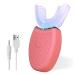 CeqCin Adult Sonic Electric Toothbrush Set  U-Shaped Toothbrush 4 Modes  Built-in Smart Timer  Teeth Whitening Hands Free Toothbrush(Pink)