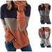 Angxiwan Women's Tops Color Block Long Sleeve Crewneck Sweatshirts Casual Oversized Pullover Tops Shirts #Orange Large