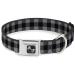 Dog Collar Seatbelt Buckle Buffalo Plaid Black Gray 15 to 26 Inches 1.0 Inch Wide L - Fits 15-26" - 1.0" Wide