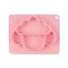 Tonwhar Silicone Divided Toddler Plates - Fun Lamb Shape Plate with Built-in Placemat for Toddlers - Baby Boys Girls Feeding Mat (Pink)