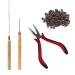 Professional Hair Extension Tool Pliers Hook Needle With 200PCS 5mm Micro Silicone Rings Beads for Micro Ring Link Hair and Feather Extensions