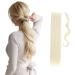 26" Long Straight Wrap Around Ponytail Clip in Hair Extensions One Piece Hairpiece Magic Tape in Pony Tail Extension for Women Bleach Blonde