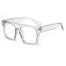 NIDOVIX Square Blue Light Blocking Glasses for Women Men Trendy Fashion Thick Frame Non-prescription Computer Glasses Transparent Grey 50 Millimeters