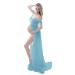 Maeau - Dress Women's Maternity Photography Props for Photo Shoot Elegant Ladies Dresses for Wedding Party XL Blue