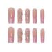 RikView Long Pink French Tip Press-On Nails - Square Acrylic Nails for Women | 24 PCs Set - Buy Online on GoSupps.com