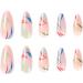 JUSTOTRY 24 Pcs Flame Rainbow Oval False Nails - Short Multi Colour French Press on Nails with Nail Glue - Almond Stick on Nails for Women - Iridescent Fake Nails for Nail Art - Buy Online on GoSupps.com