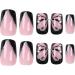 24PCS Square French Rhinestone Gloss Black Press on Nails for Women and Girls - Buy Online on GoSupps.com
