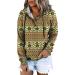 Womens Fall Winter Thermal Top Casual Retro Long Sleeve Sweatshirt Pullover Drawstring Button Hoodie with Pockets Khaki Large