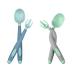 Vicloon Baby Utensils Spoon Fork Set 4pcs Baby Cutlery Feeding Set Toddler Utensils Spoons Forks Baby Fork and Spoon Set Easy Grip Bendable Perfect Self Feeding Spoon Fork (Blue-Green) Light Green-blue