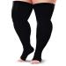 BLU HORN Open Toe Compressions Stocking 20-30mmHg - Thigh High Wide Calf Stockings Made with Nylon and Spandex - Improves Blood Circulation, Relieves Pain and Swelling - Black, 3X-Large Black 3X-Large