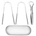3PCs U-shaped round tongue scraper with box effective cleaning tongue cleaner stable tongue scraping stainless steel portable light dentist approved tongue cleaner for adult children (silver)